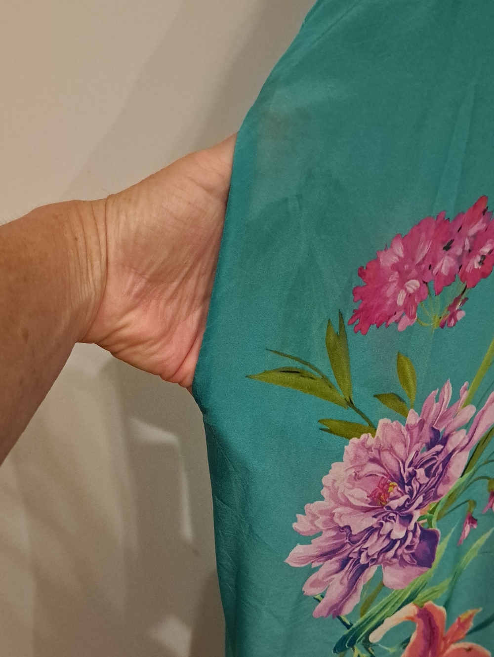 JOHNNY WAS PANYA ALBA Maxi Dress. BEAUTIFUL Turquoise w Colorful Floral Print. - Picture 7 of 11
